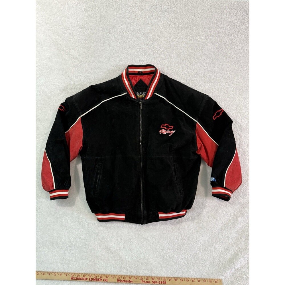 VTG ESSEX US Men’s XL NASCAR Chevrolet Chevy Racing Suede Leather Bomber Jacket